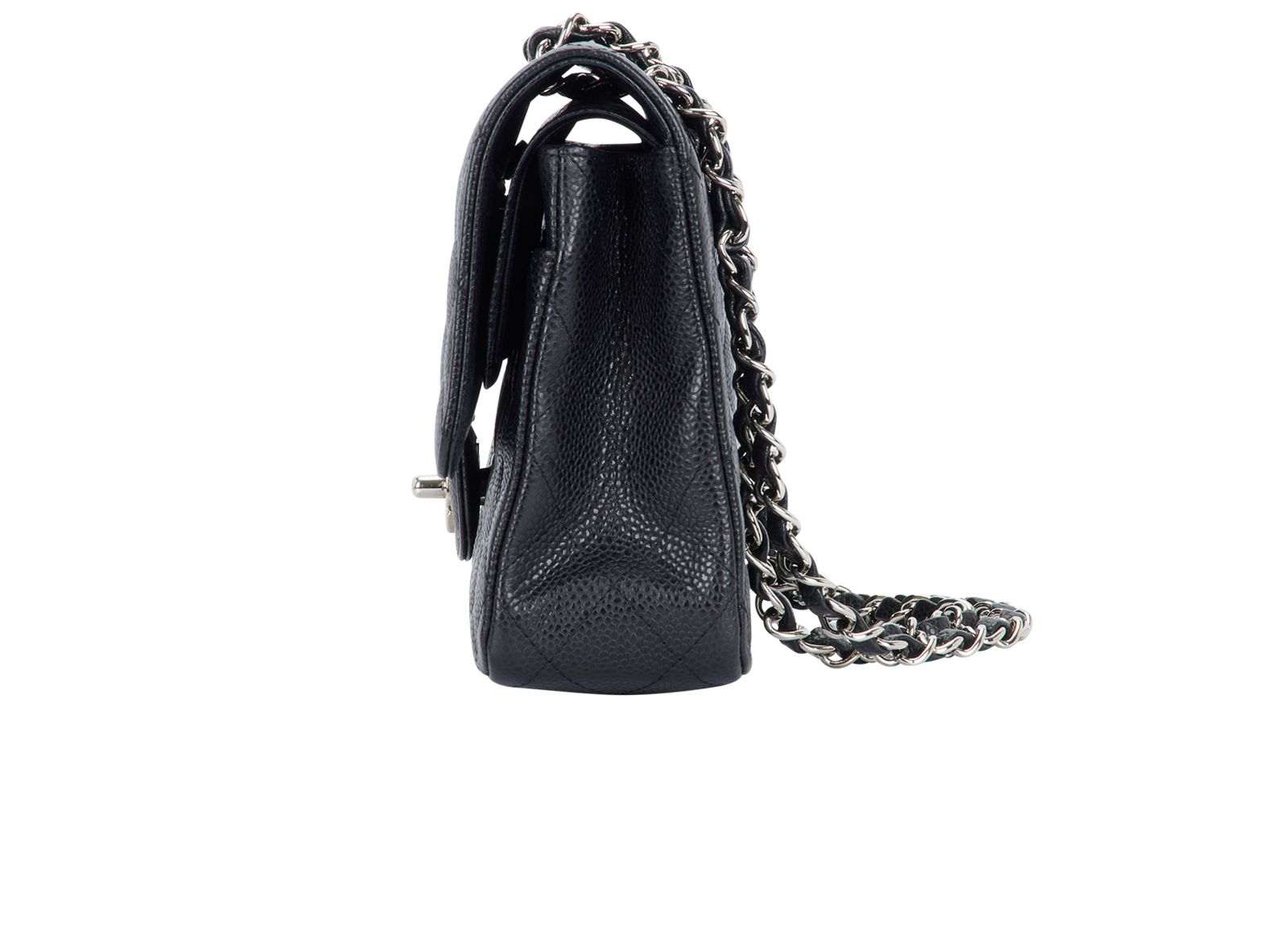 Classic Medium Double Flap, &pound;5,750, Handbags, Black, Caviar Leather, Bottom view